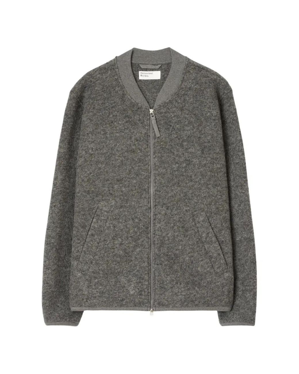 Universal Works Gray Zip-Up Bomber Jacket for men