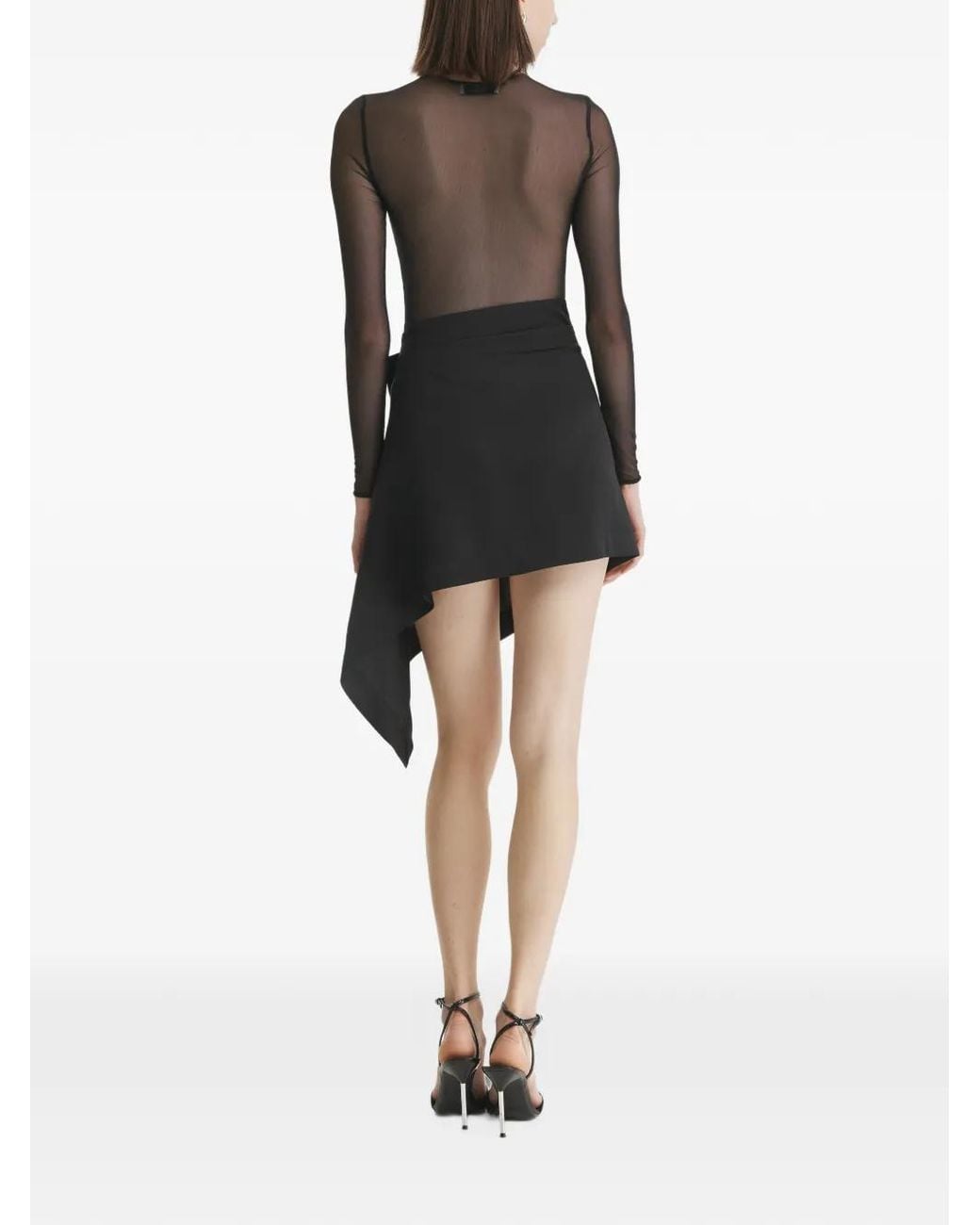 2310 STUDIO Black Asymmetric Wrap-Style Skirt