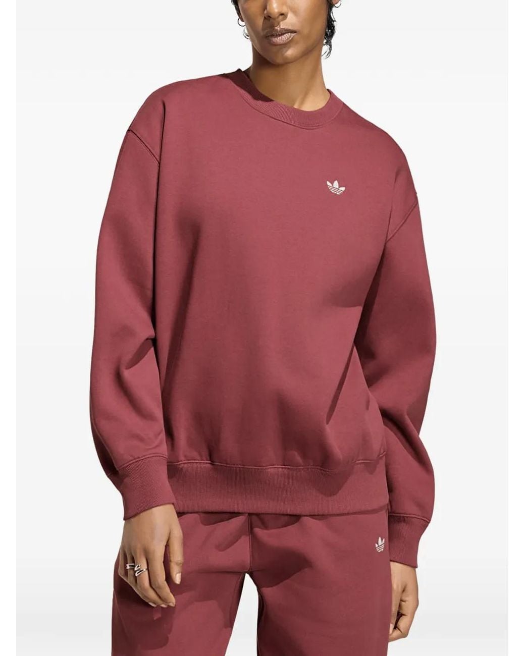 Adidas Red Ess Fl Crw Os Sweatshirt