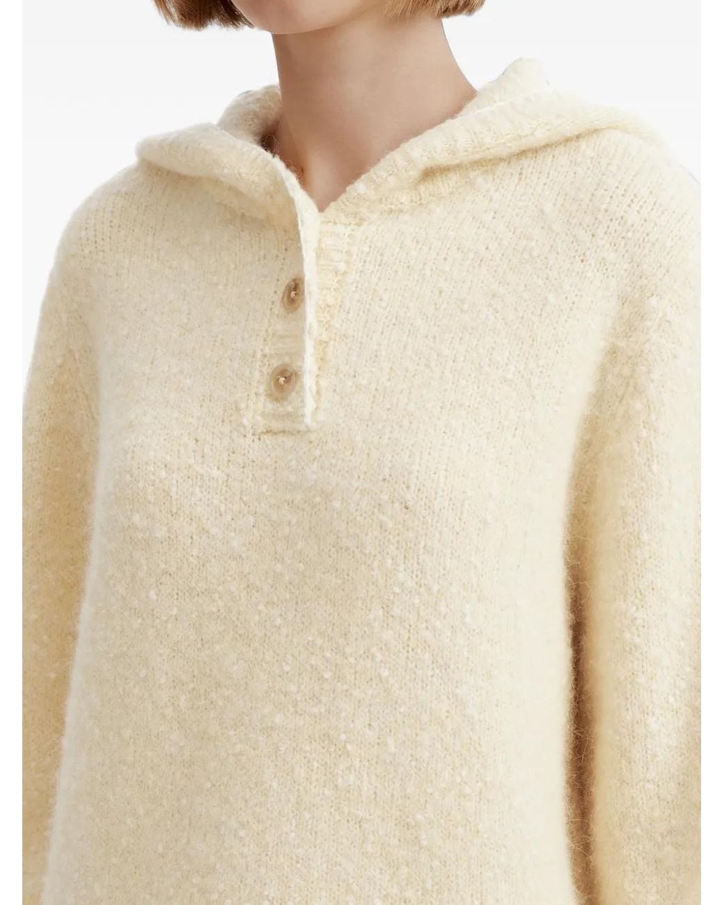 B+ AB White Button-Up Hooded Sweater