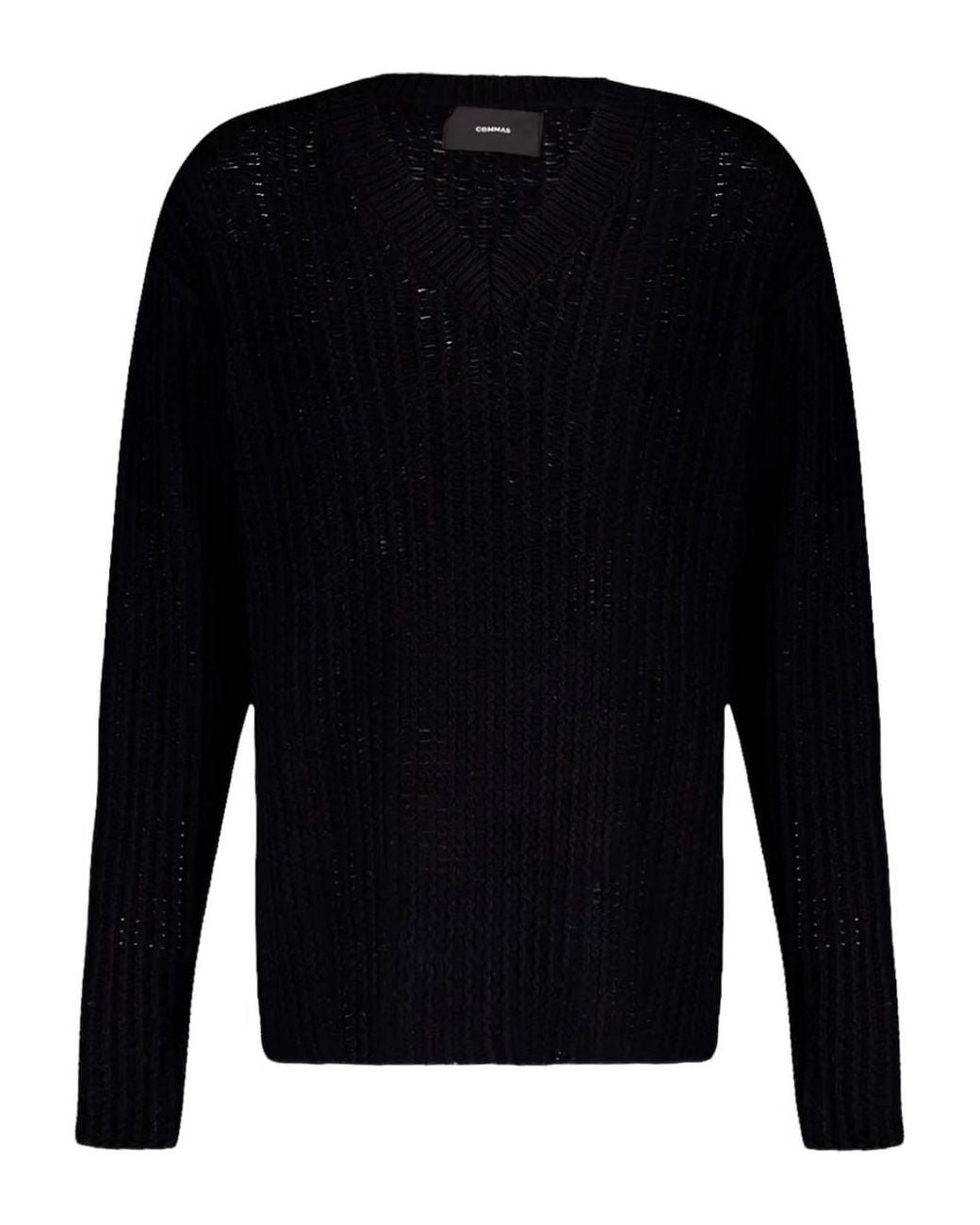Jersey Con Cuello En V Commas de hombre de color Black