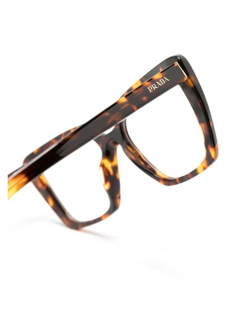 Prada Brown Square-Frame Tortoiseshell-Effect Glasses