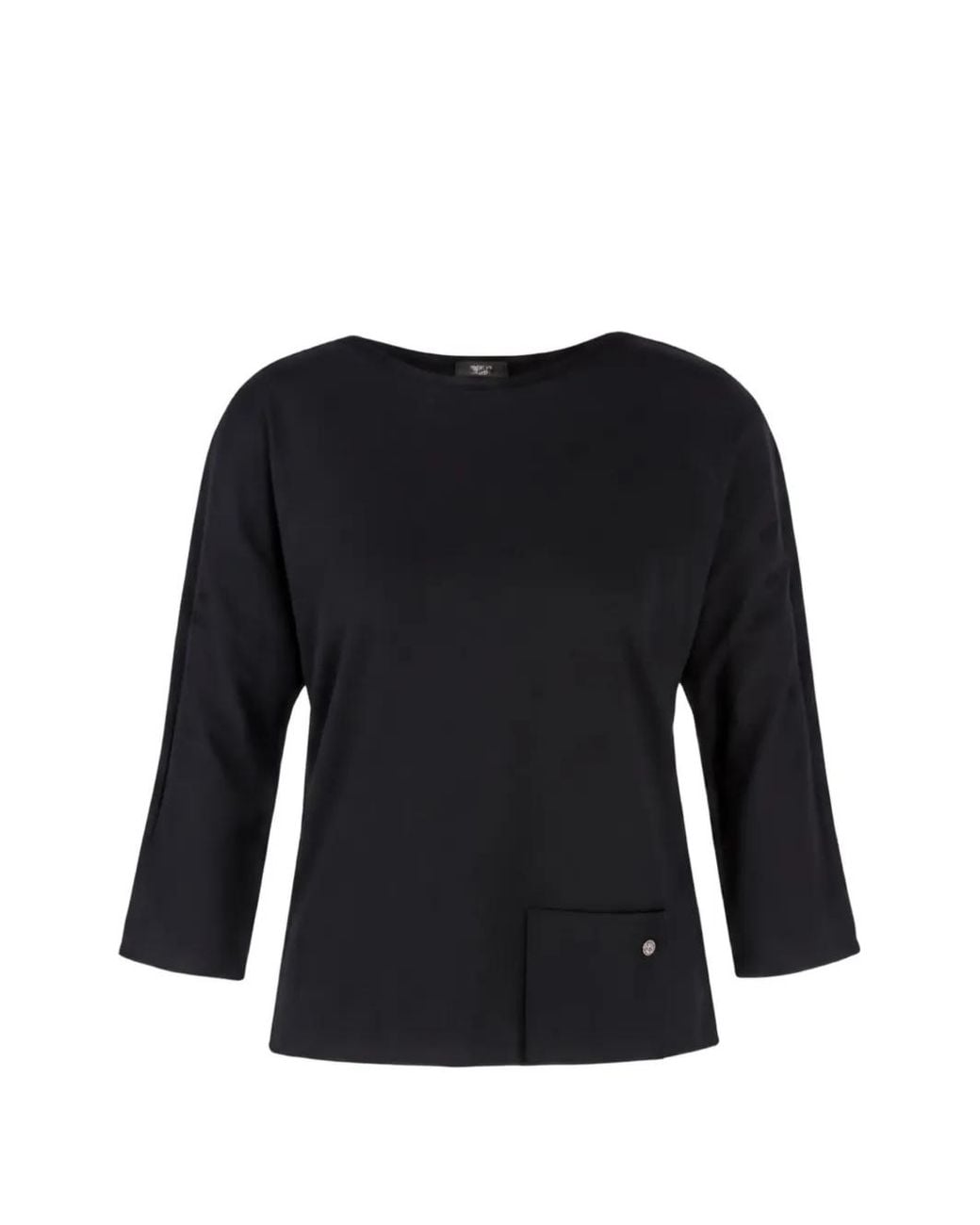 Marc Cain Black T-Shirt À Poche Plaquée Et Col Bateau