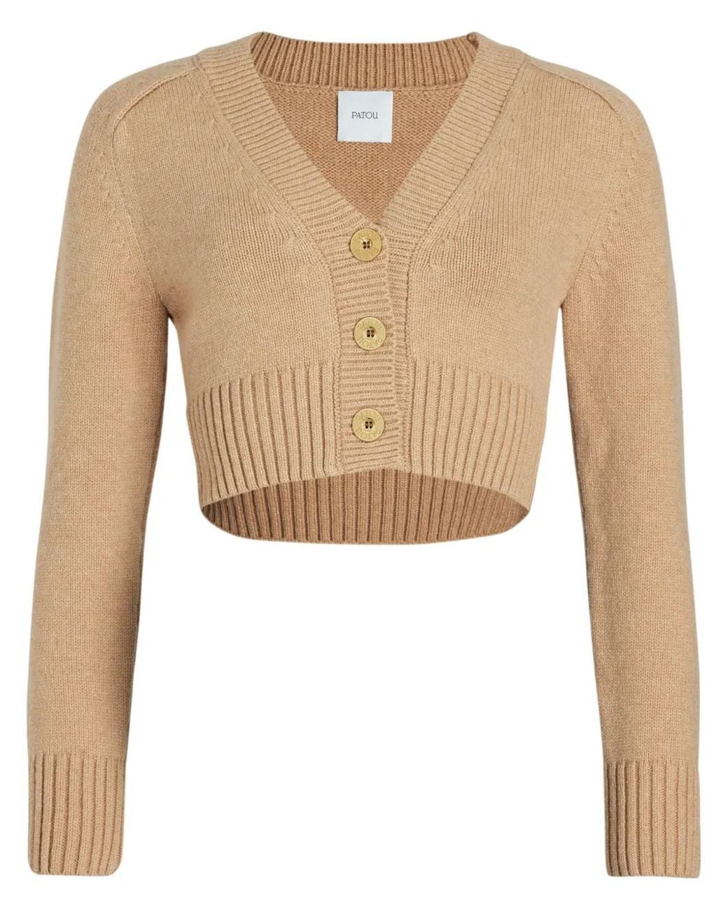 Patou Natural Wool-Cashmere Cropped Cardigan