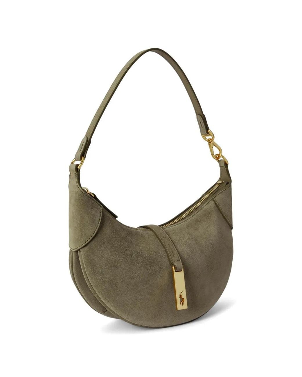 Polo Ralph Lauren Gray Polo Id Mini Suede Shoulder Bag
