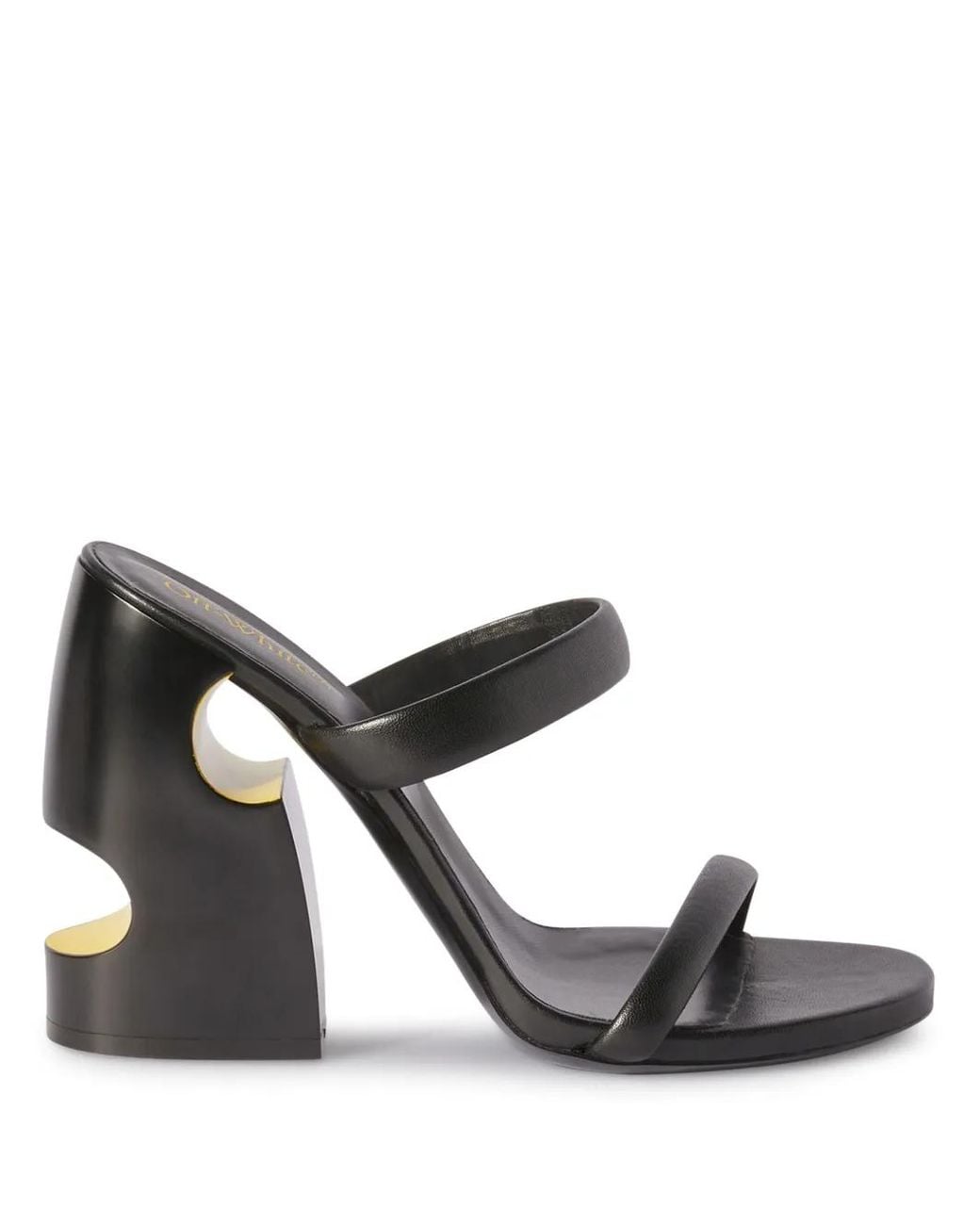 Off-White c/o Virgil Abloh Black Pop Meteor Leather Heeled Mules