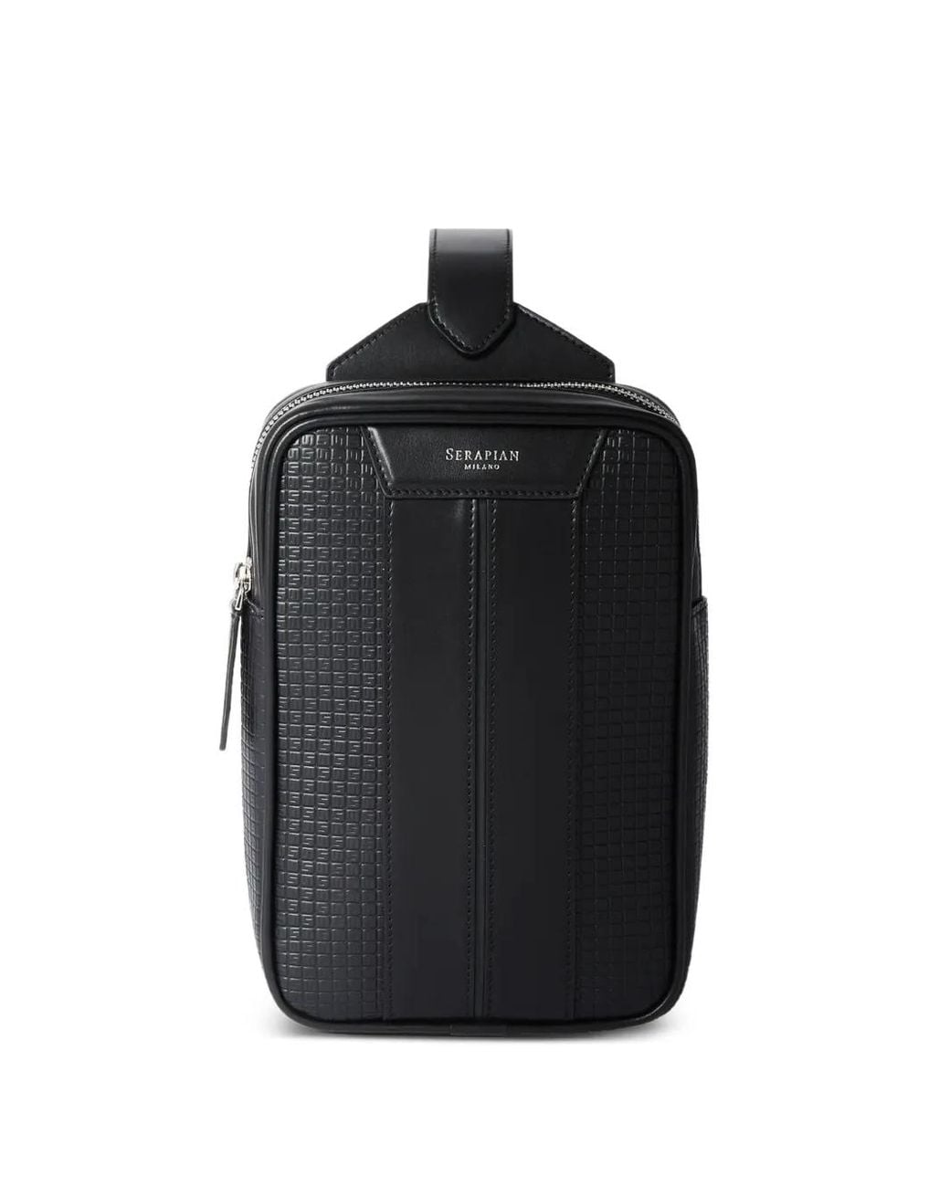 Serapian Black Logo-Detail Messenger Bag for men
