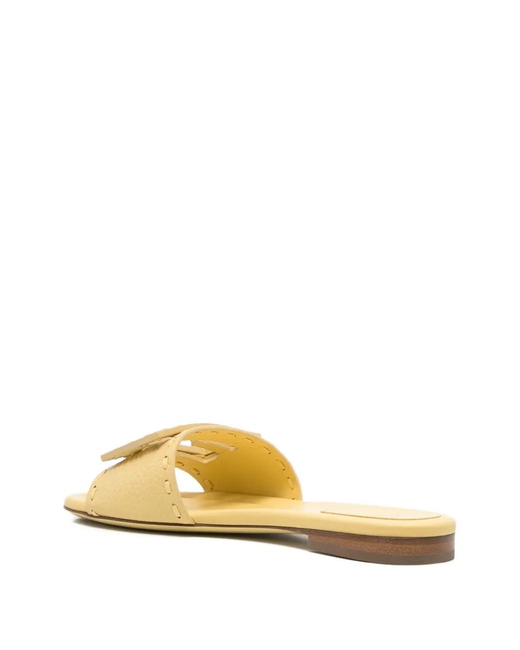 Fendi Metallic Baguette Leather Slides