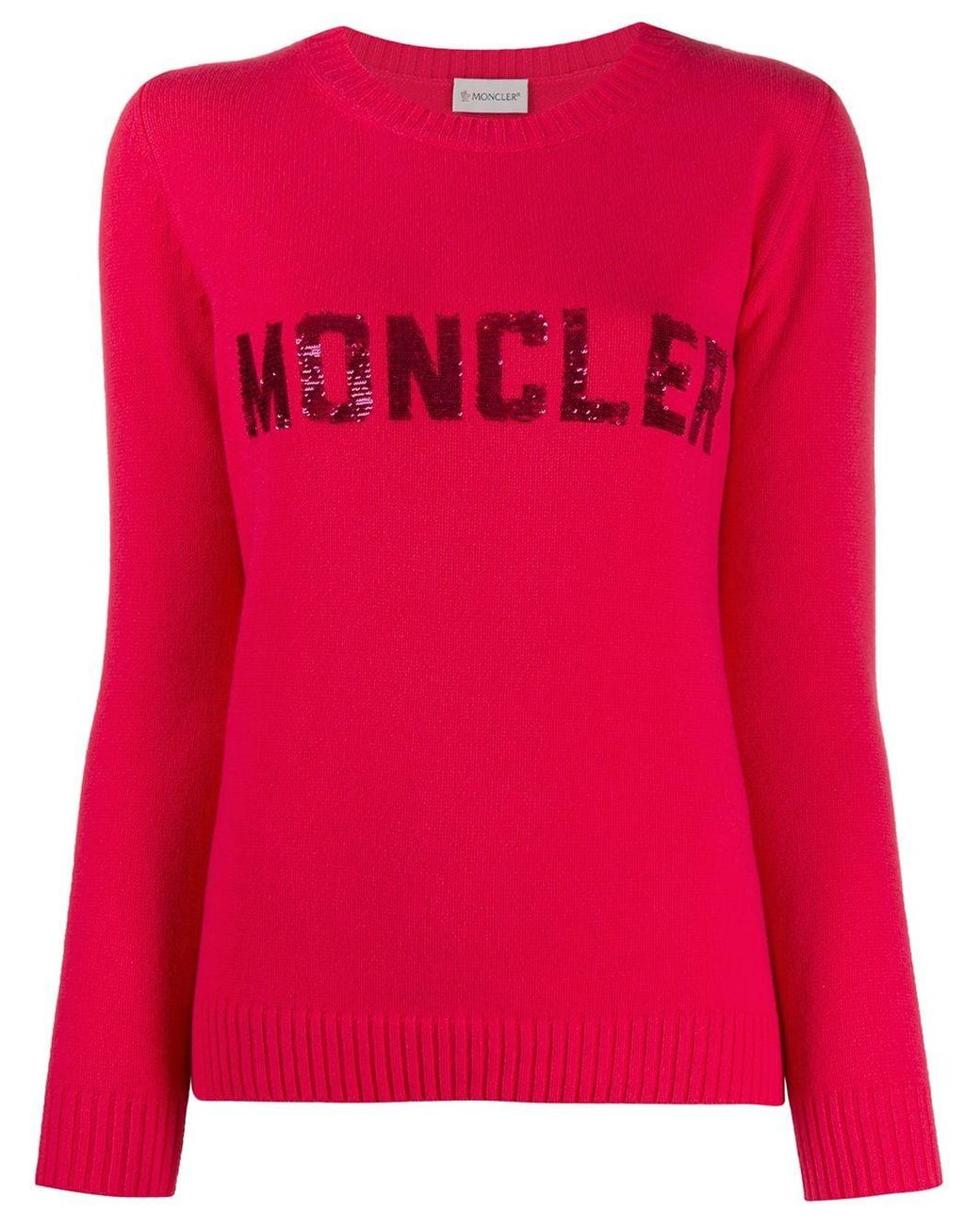 Moncler Sequin Logo Jumper in Pink - Lyst