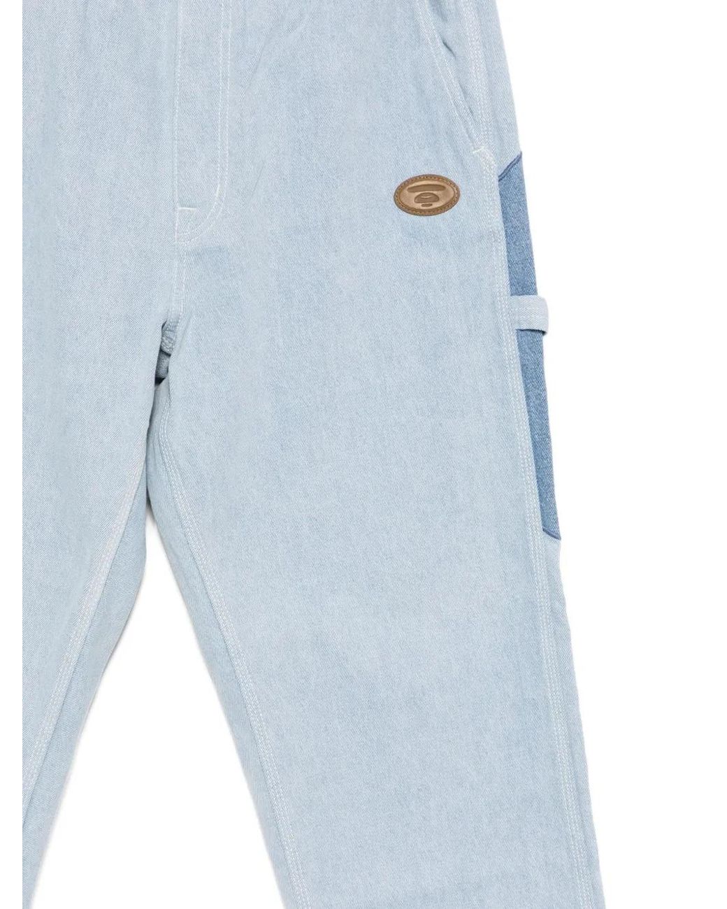 Aape By A Bathing Ape Blue Logo-Patch Trousers for men