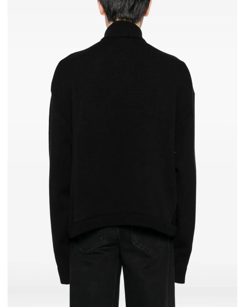 Maison Mihara Yasuhiro Black Stripe-Detail High-Neck Cardigan for men