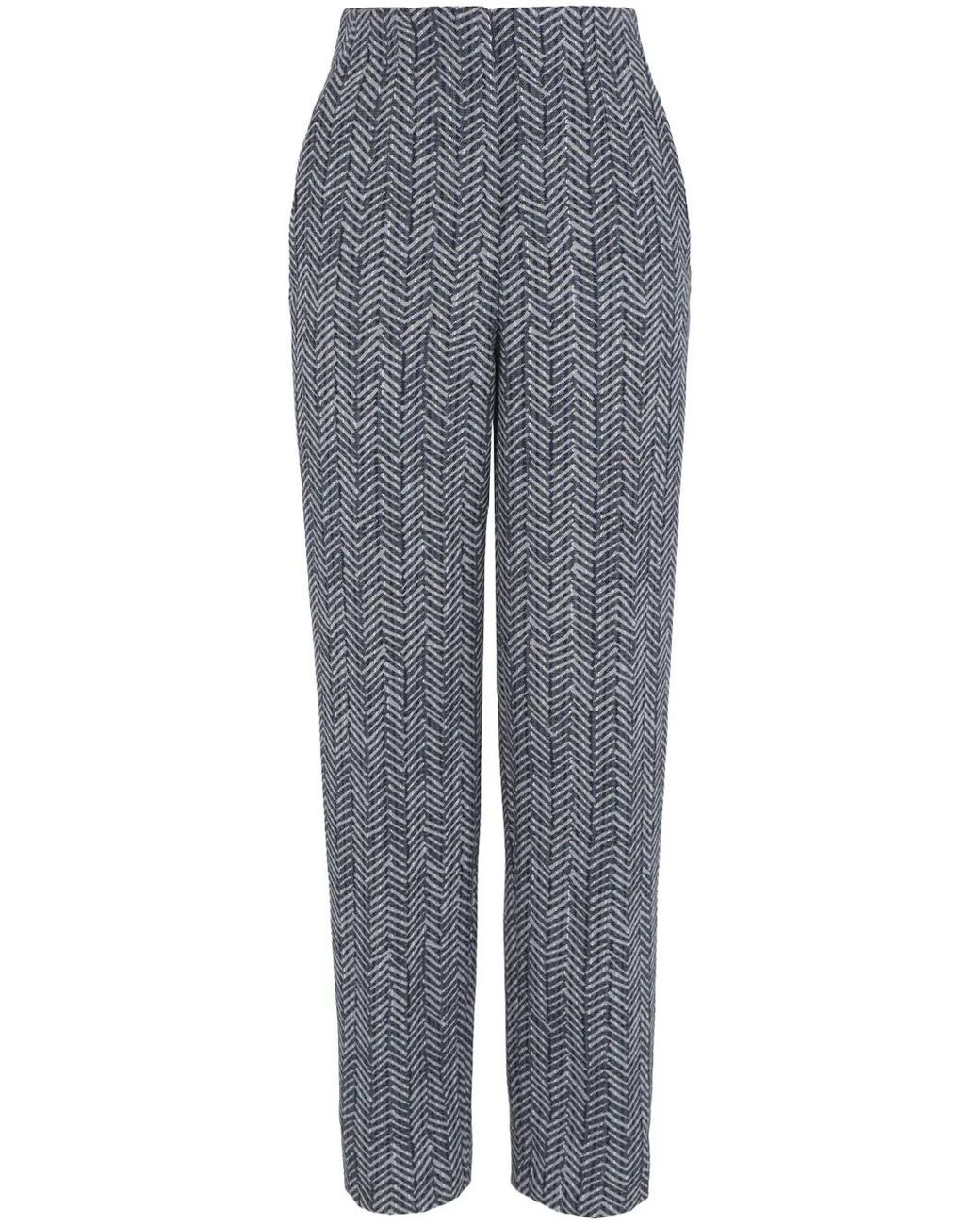 Giorgio Armani Gray High-Waisted Chevron Trousers