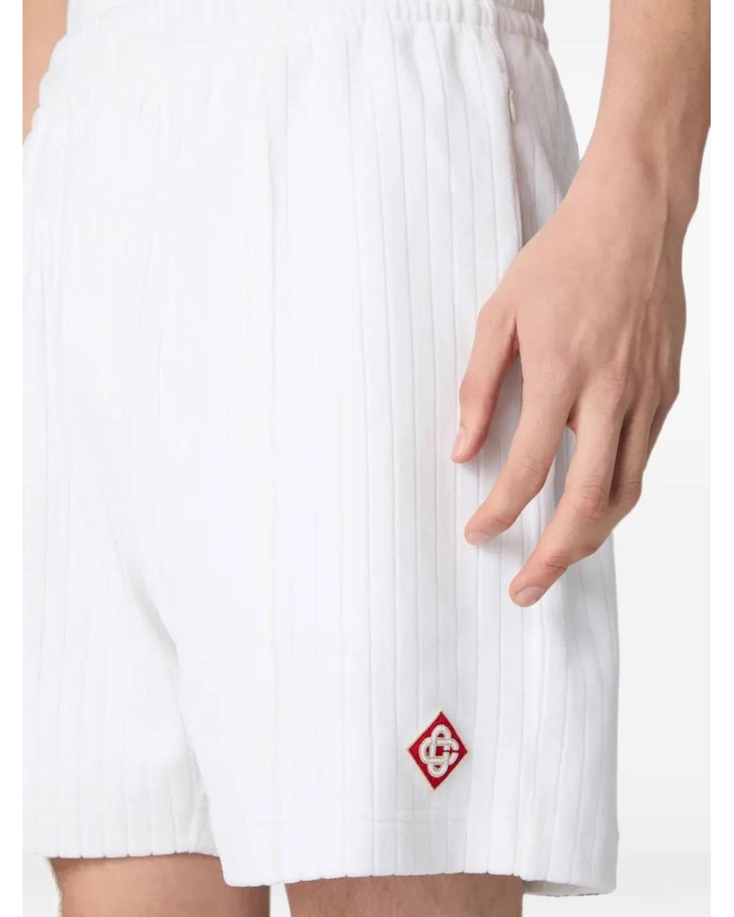Casablanca White Logo-Patch Ribbed Shorts for men