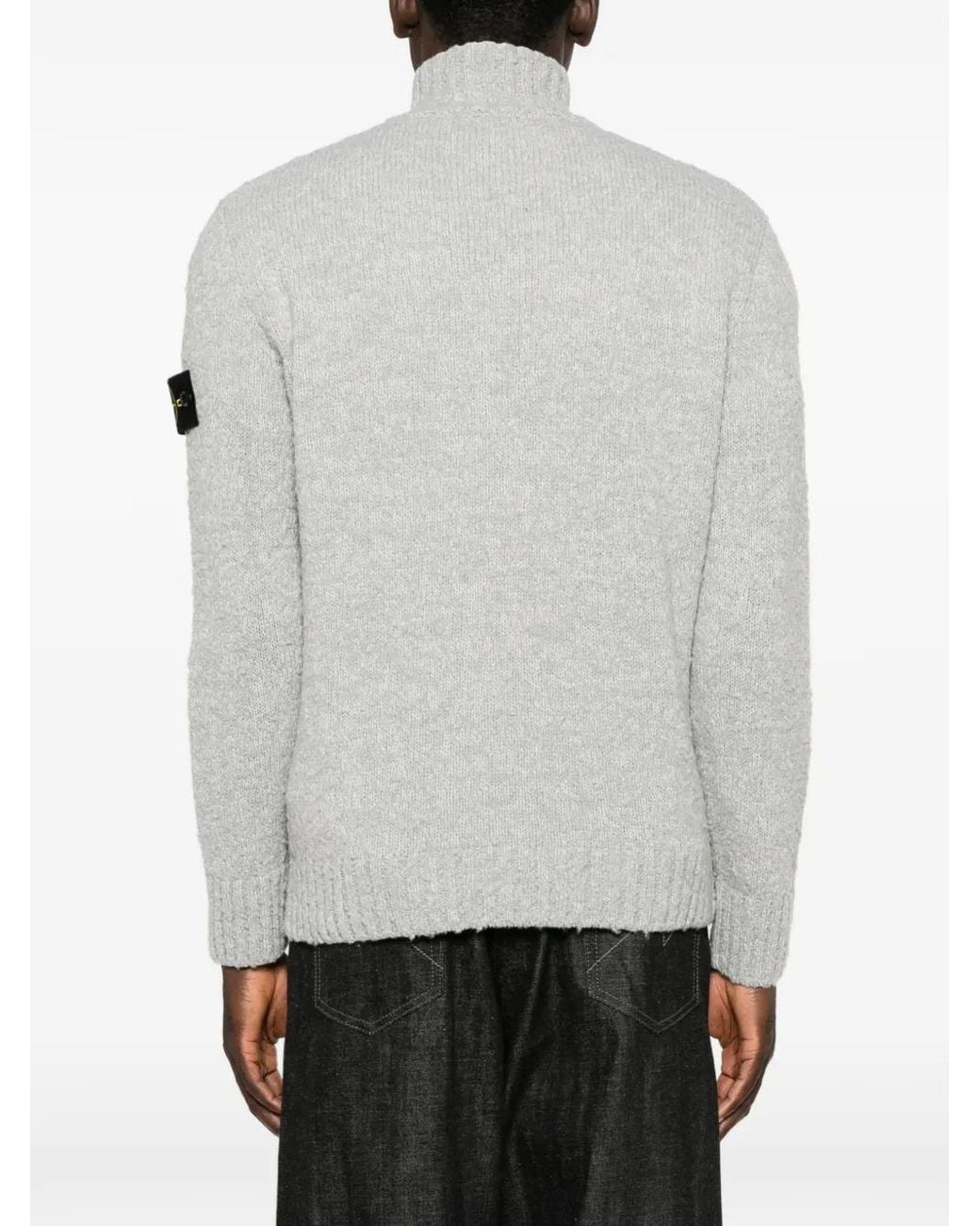 Stone Island Gray 5100032 Speckled Wool Nylon Sweater for men