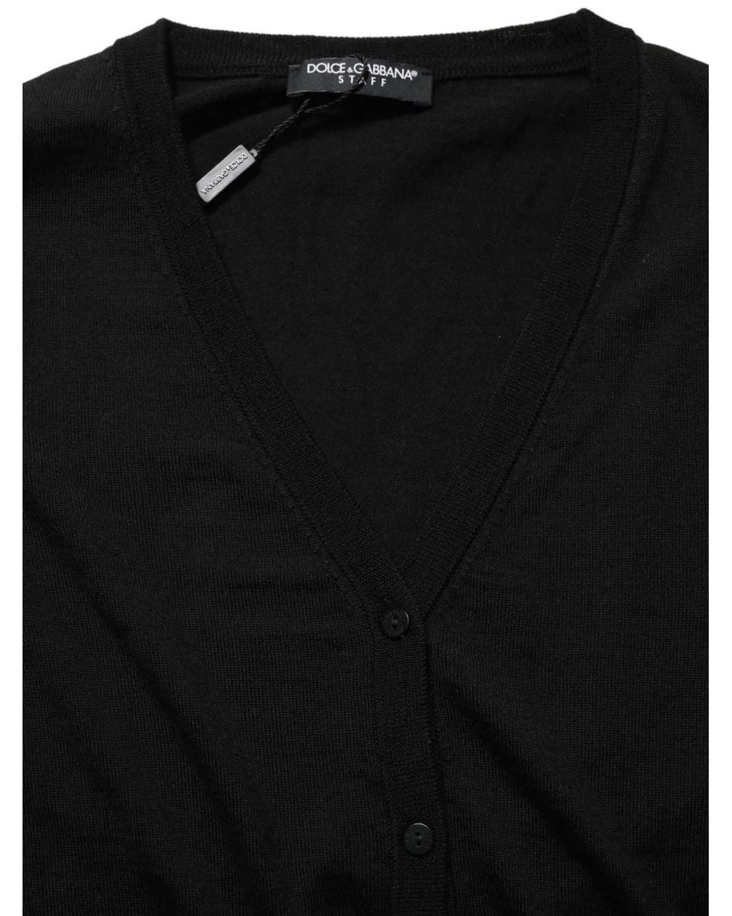 Dolce & Gabbana Black Button-Up Wool Cardigan