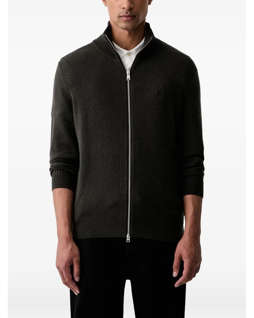 Marc O' Polo Black Zip-Up High-Neck Cardigan for men