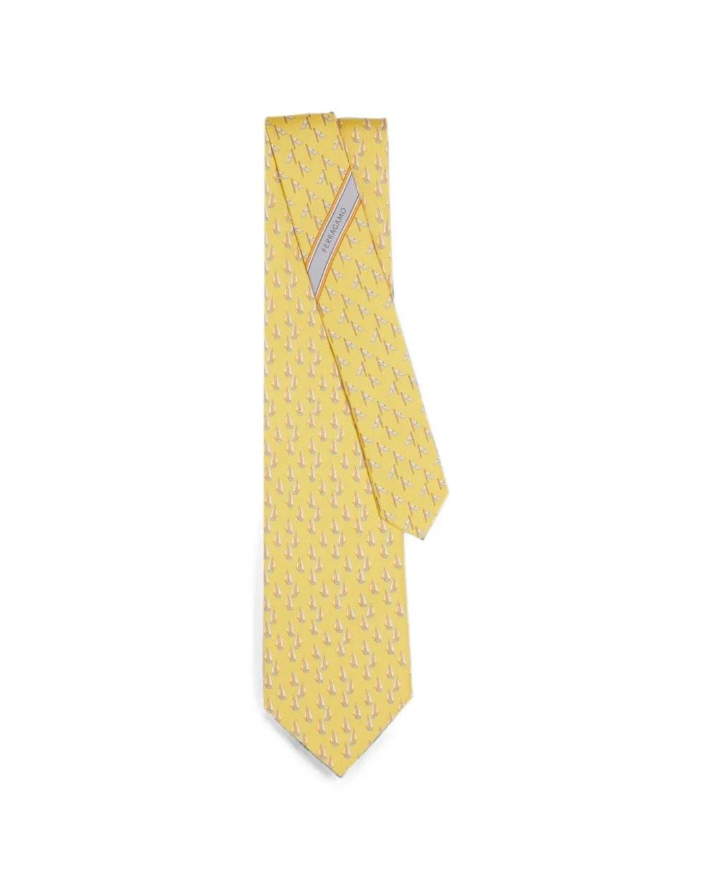Ferragamo White Catamarano Sailboat-Print Tie for men
