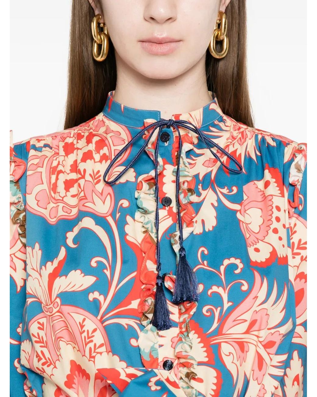 Etro White Floral Ruffled Mini Dress