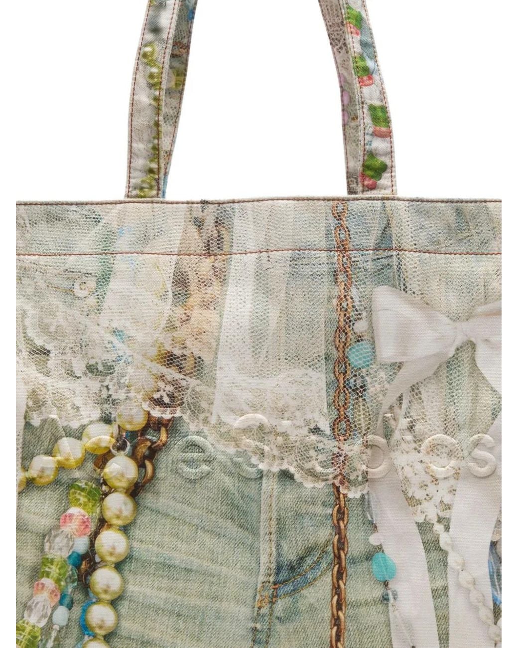 Borsa Tote Con Bordo di Acne in Natural