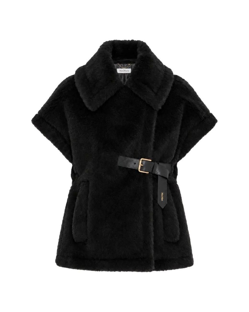 Max Mara Black Belted Faux-Fur Gilet