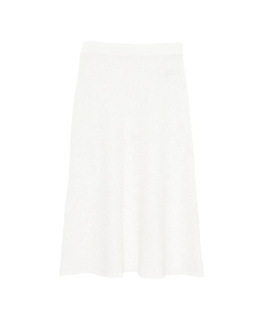 P.A.R.O.S.H. White Renfield Knitted Midi Skirt