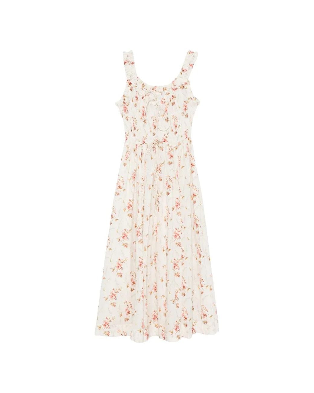 Doen White Emmaretta Floral-Print Midi Dress
