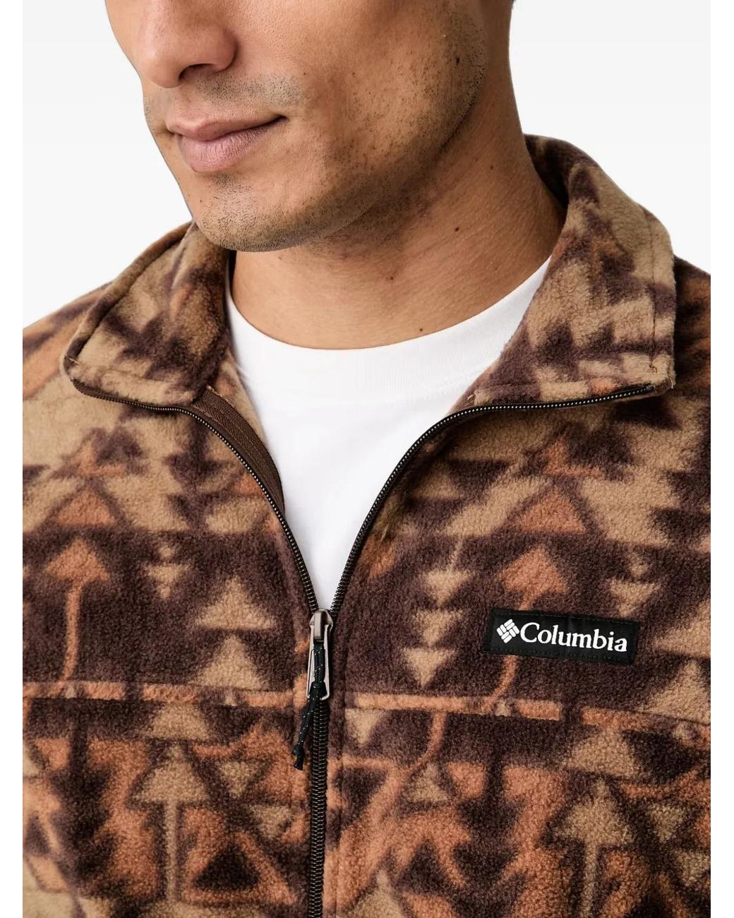 Columbia Black Steens Mountain Geometric-Print Zip-Up Cardigan for men