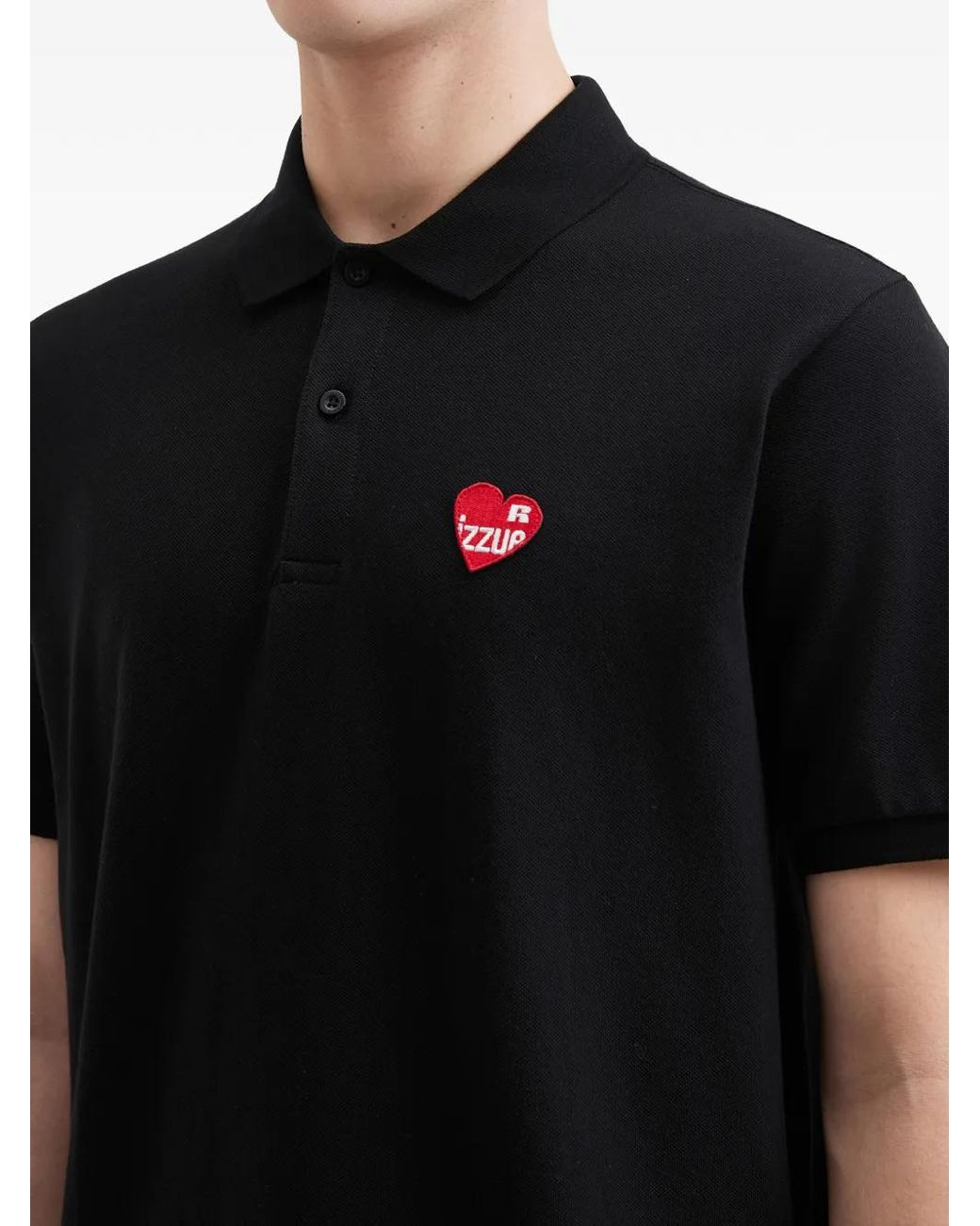 Izzue Black Appliqué Polo Shirt for men