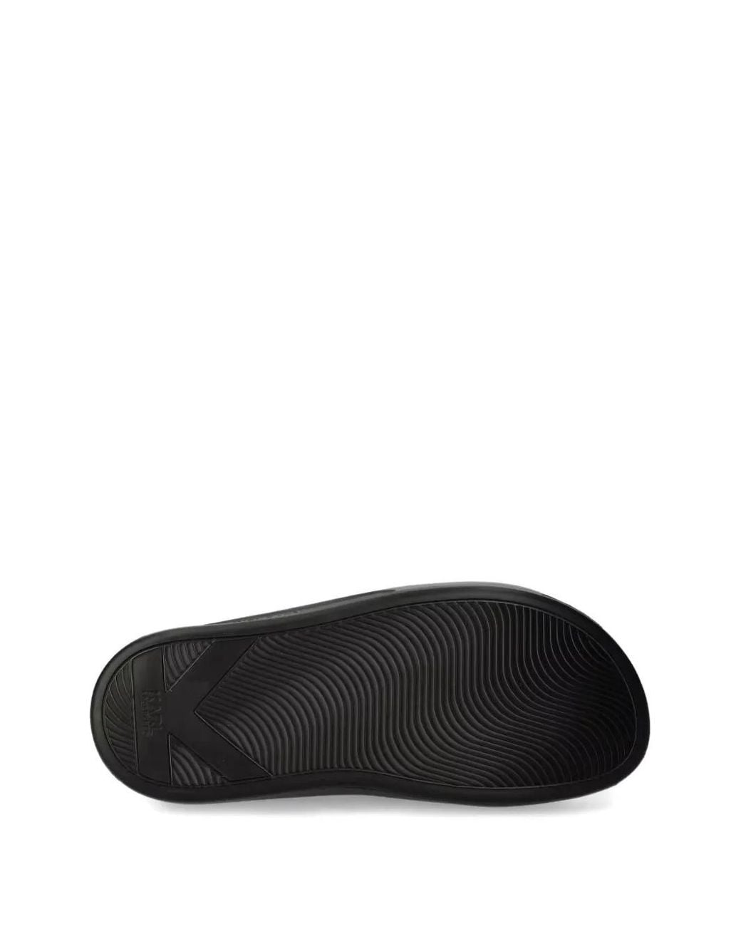 Karl Lagerfeld Black Leather Slides for men