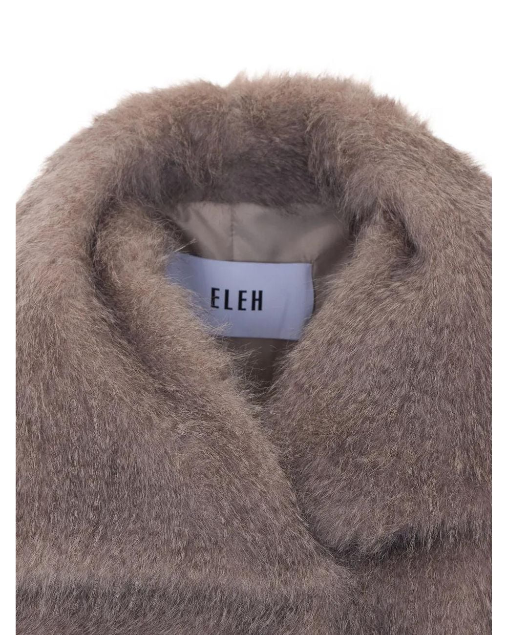 ELEH Brown Fuzzy-Texture Oversized-Collar Jacket
