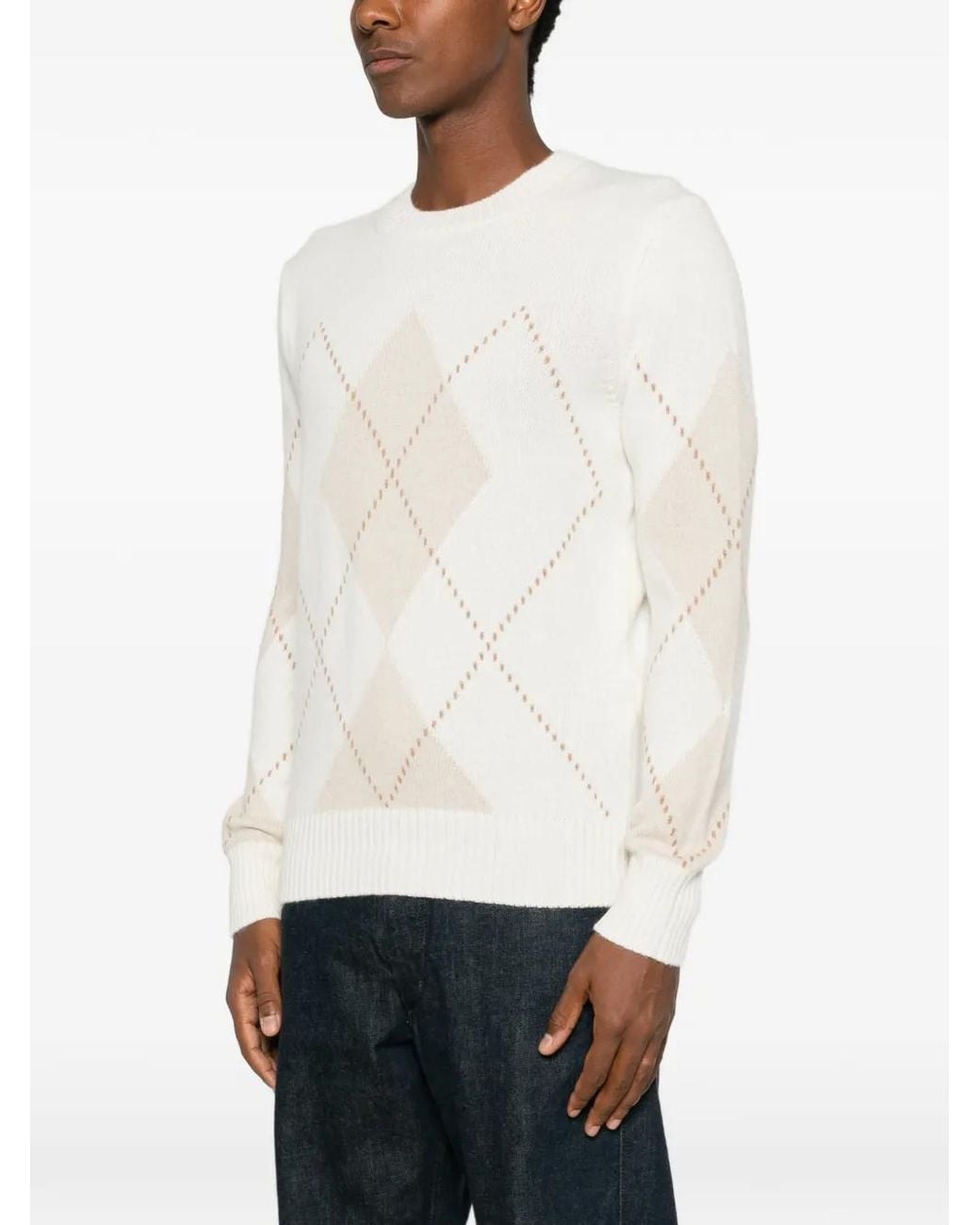 Fileria White Pull À Motif De Losanges for men