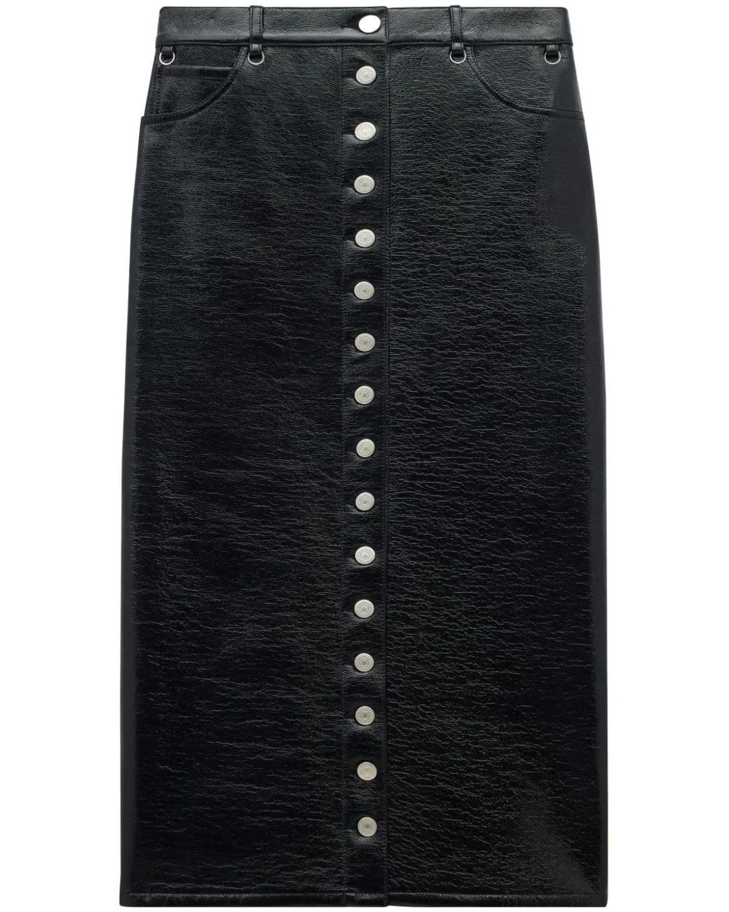 Courreges Black Multiflex Patent-Finish Midi Skirt