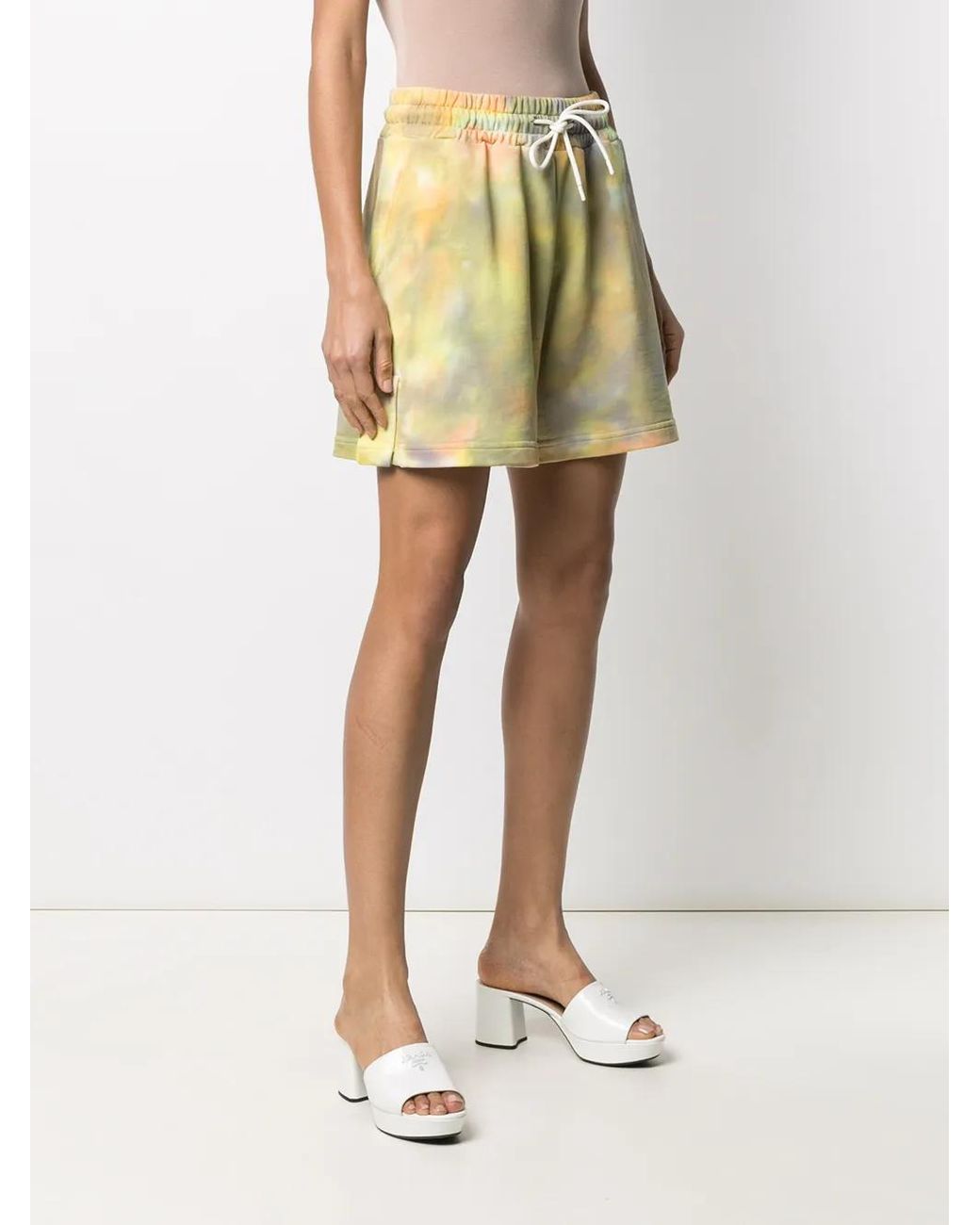 MSGM Yellow Shorts Red