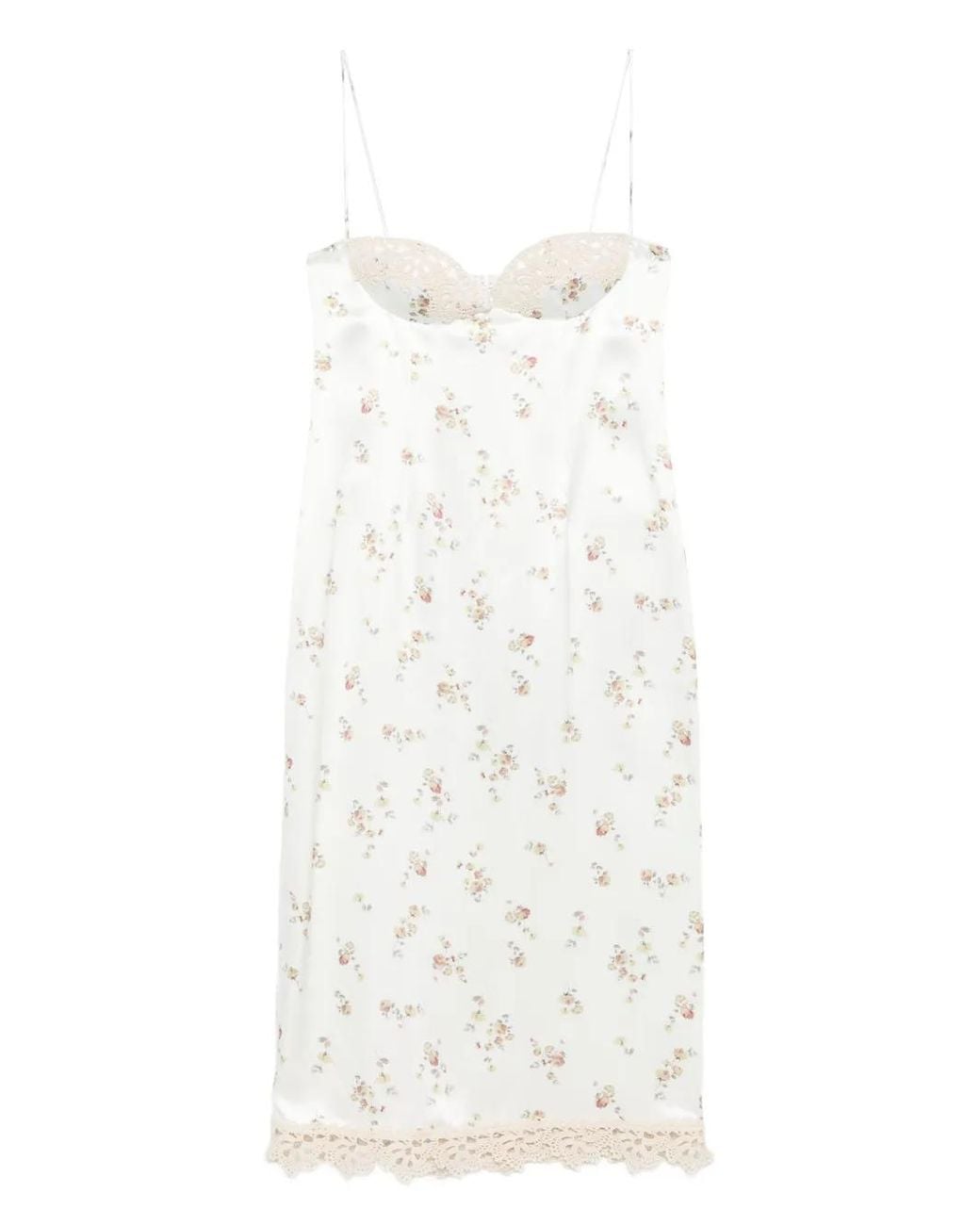 Magda Butrym White Floral Lace-Trimmed Slip Midi Dress