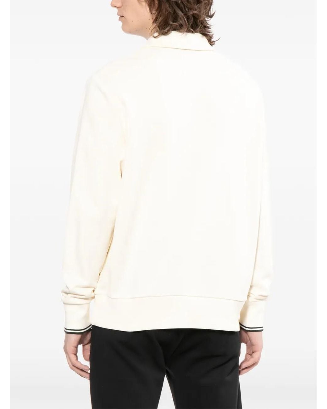 Fred Perry White Logo-Embroidered Zipped Sweatshirt for men