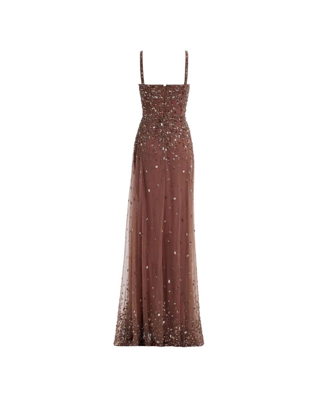 Elie Saab Brown Bead-Embroidered Maxi Dress