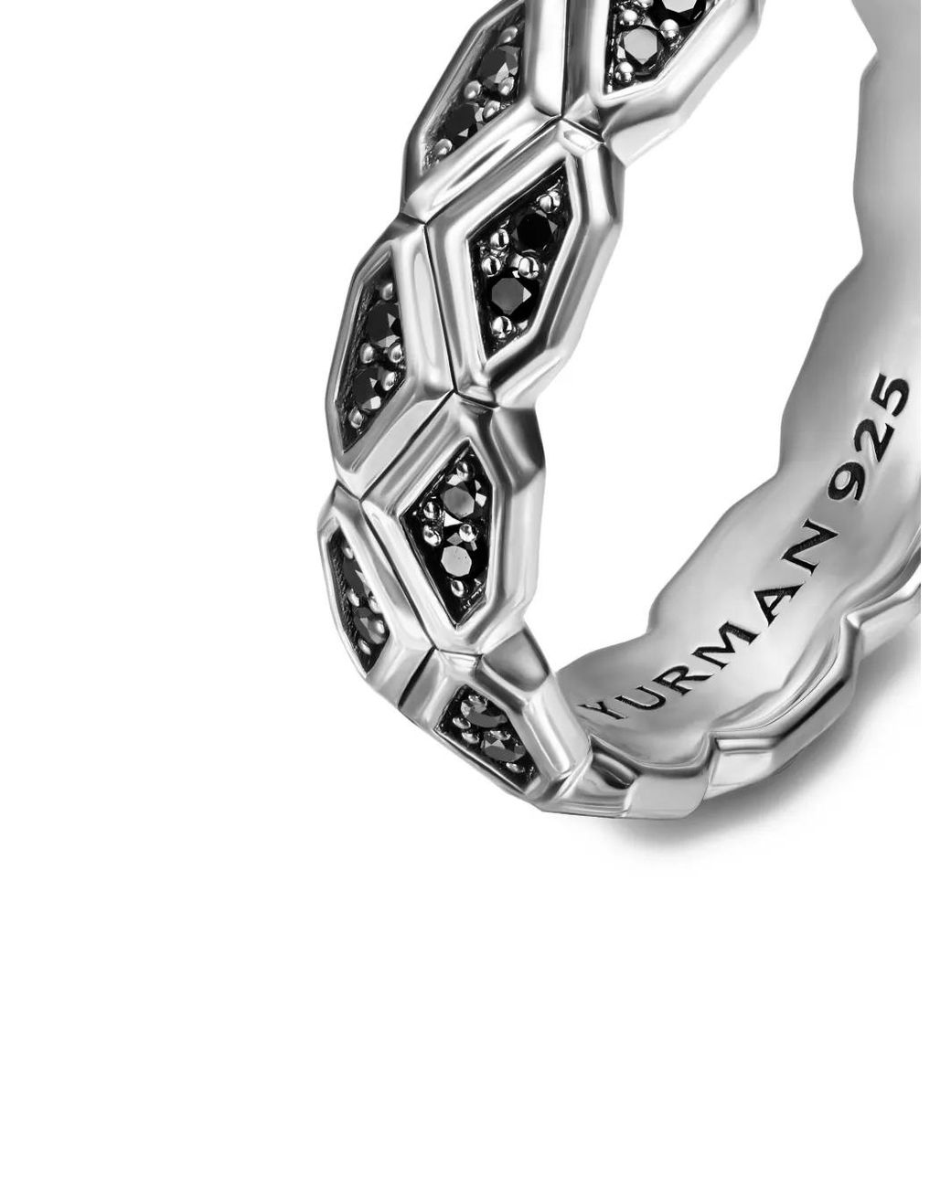 David Yurman White Sterling Hex Diamond Ring for men