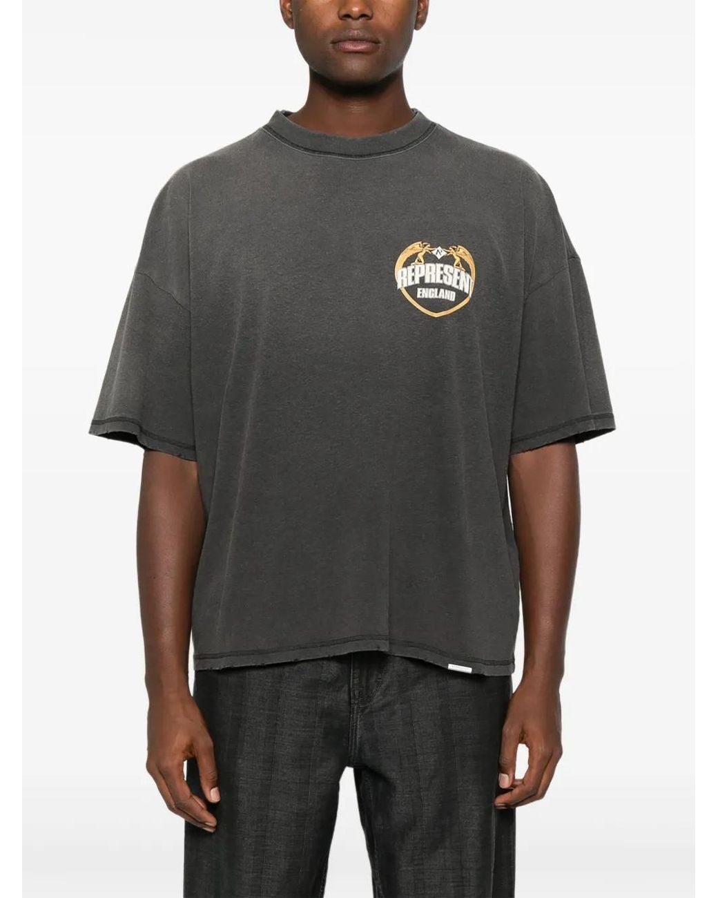 Represent Gray Angel Border T-Shirt for men
