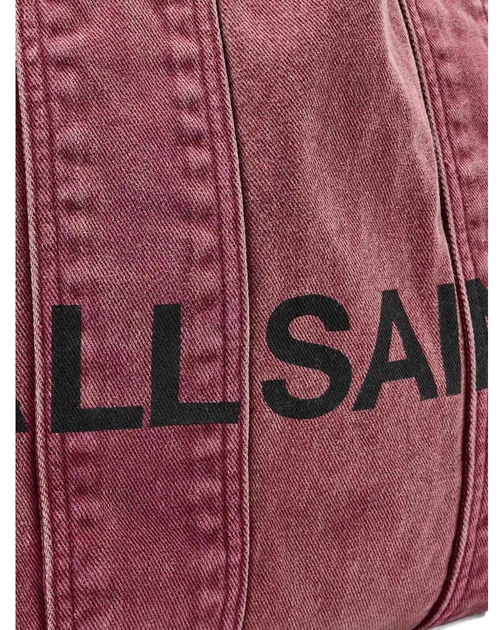 AllSaints Red Logo-Print Tote Bag