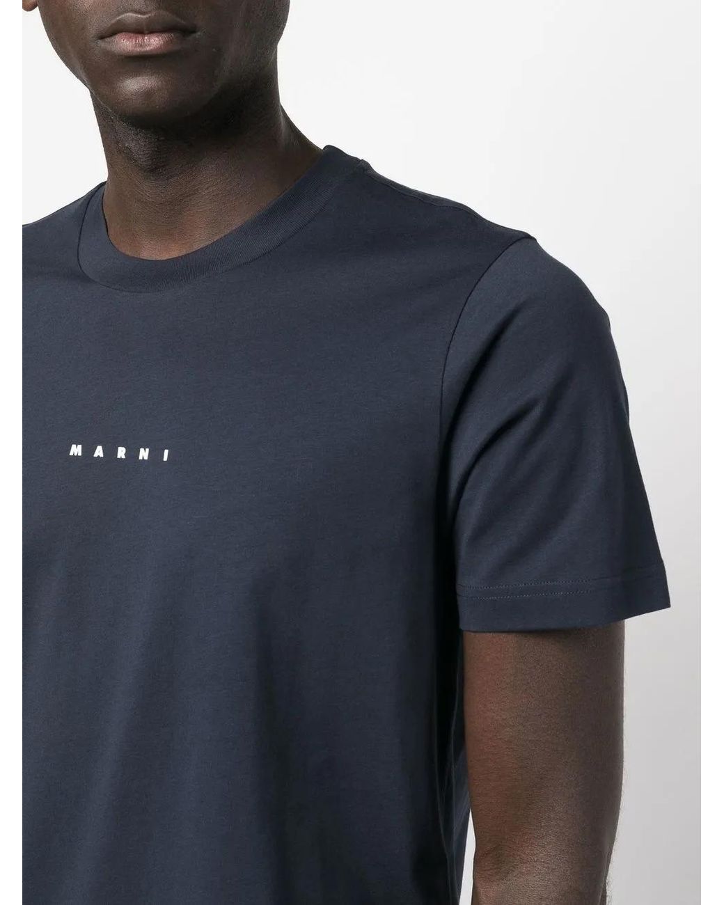 Marni Blue Micro Logo Print T-shirt for men