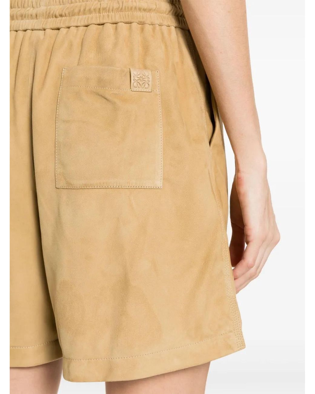 Loewe Natural Logo-Patch Leather Shorts