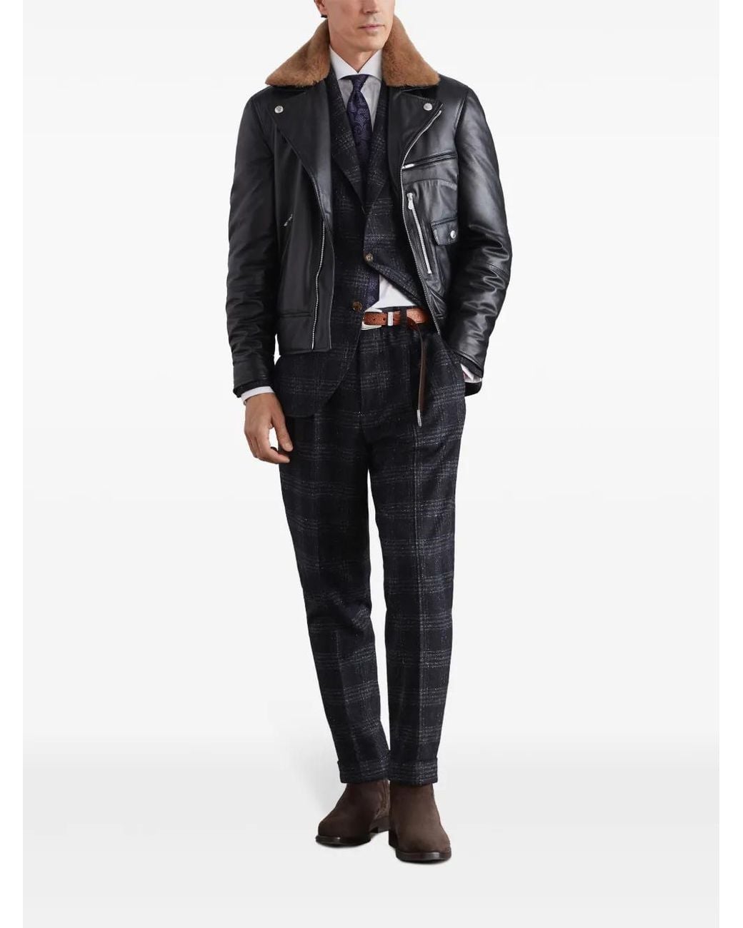 Brunello Cucinelli Blue Check-Pattern Jacket for men