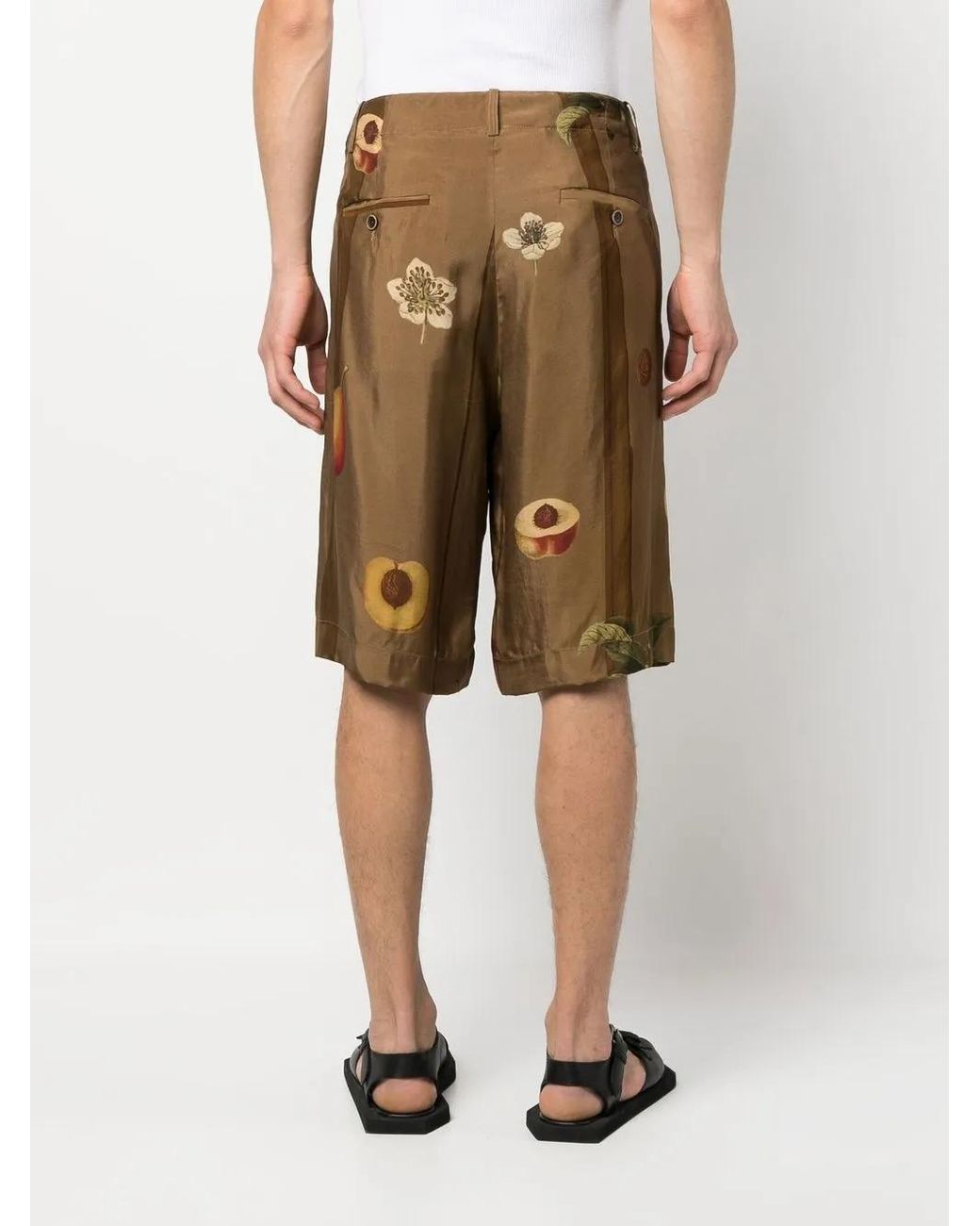 Uma Wang Brown Fruit-Print Detail Shorts for men