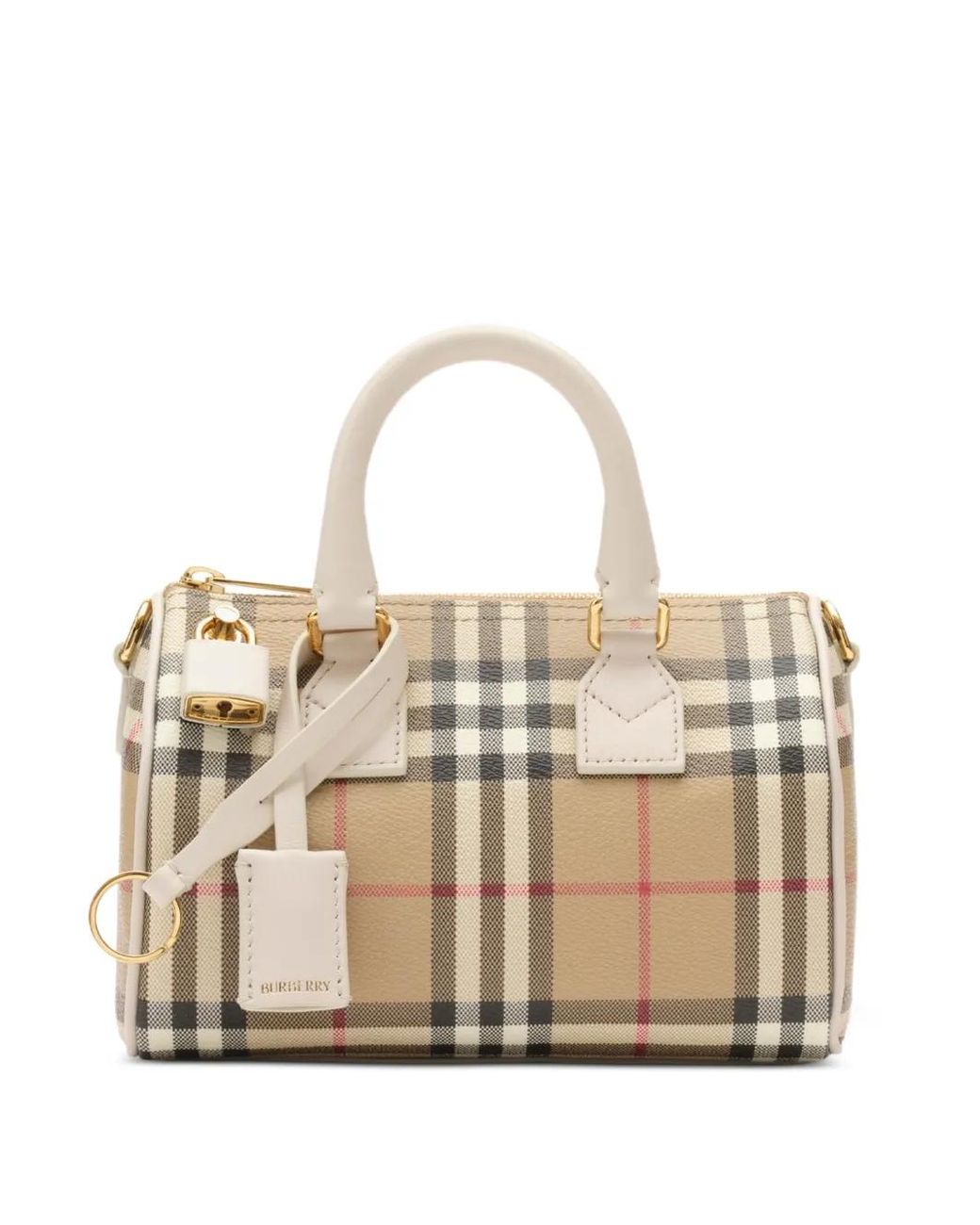 Burberry Natural Mini Check Bowling Bag