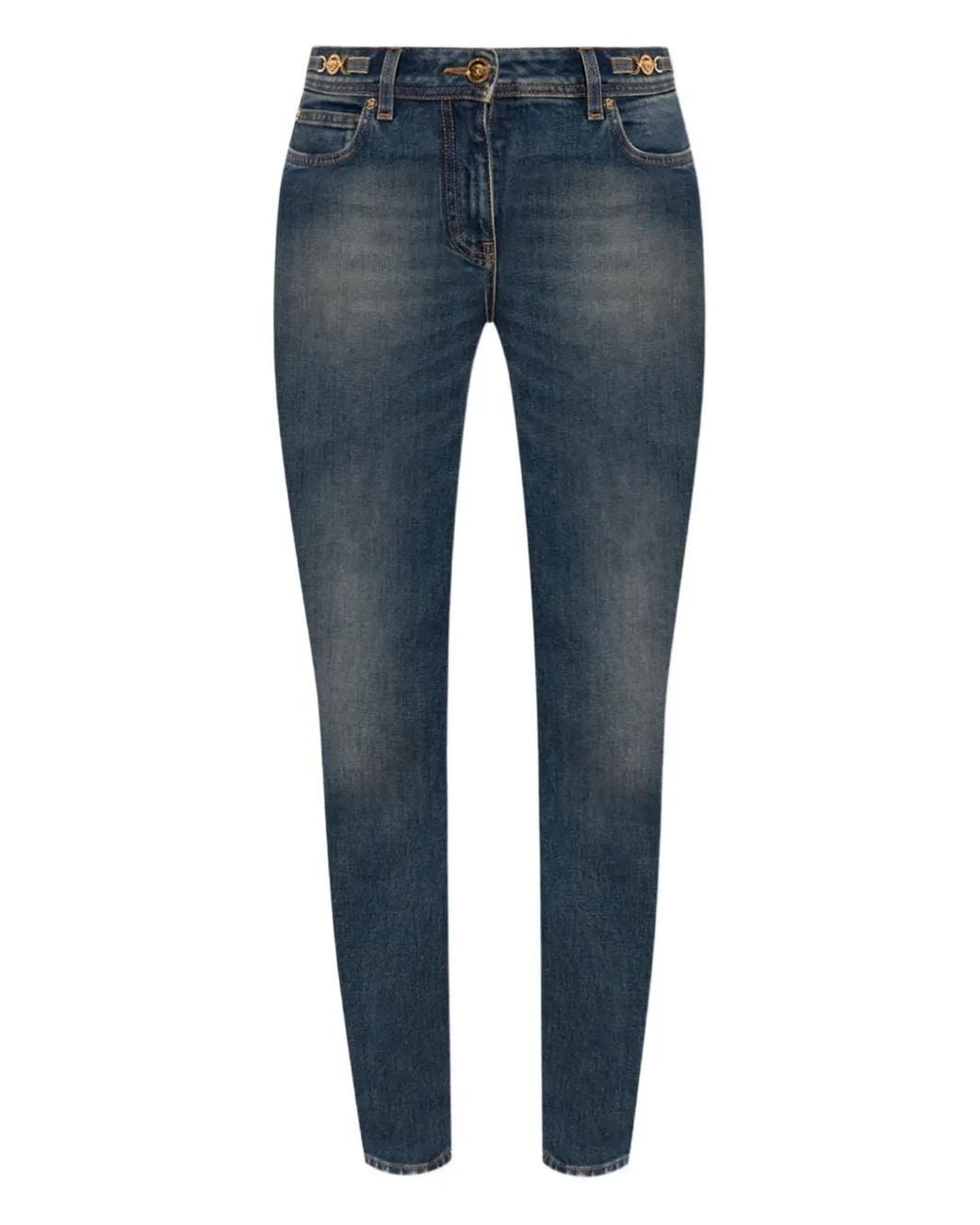 Versace Blue Medusa-Plaque Jeans