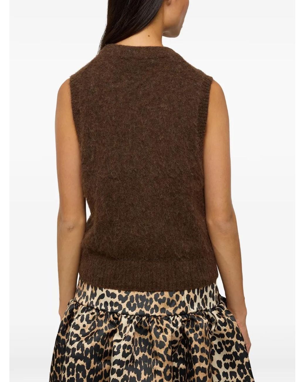 Ganni Brown Vest With Tiger