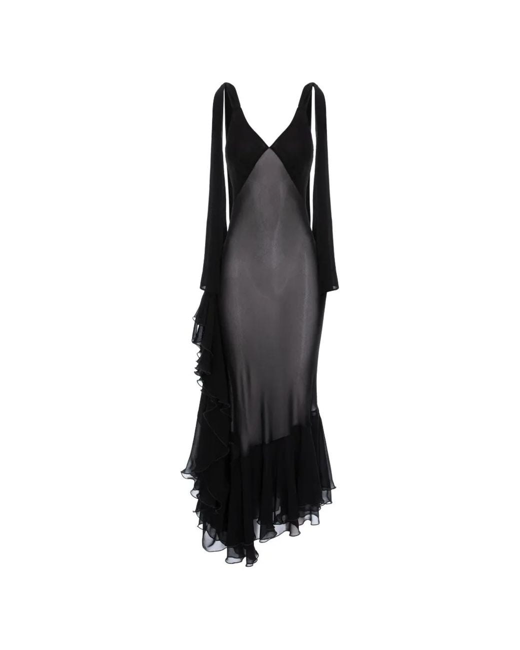 V:PM ATELIER Black Acosta Ruffled Maxi Dress