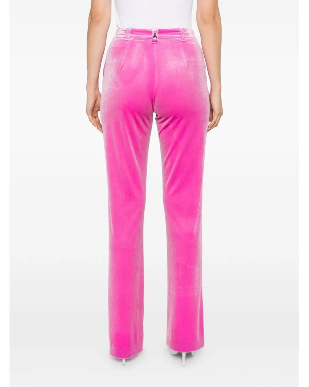 Patrizia Pepe Pink Straight-Leg Velvet Trousers