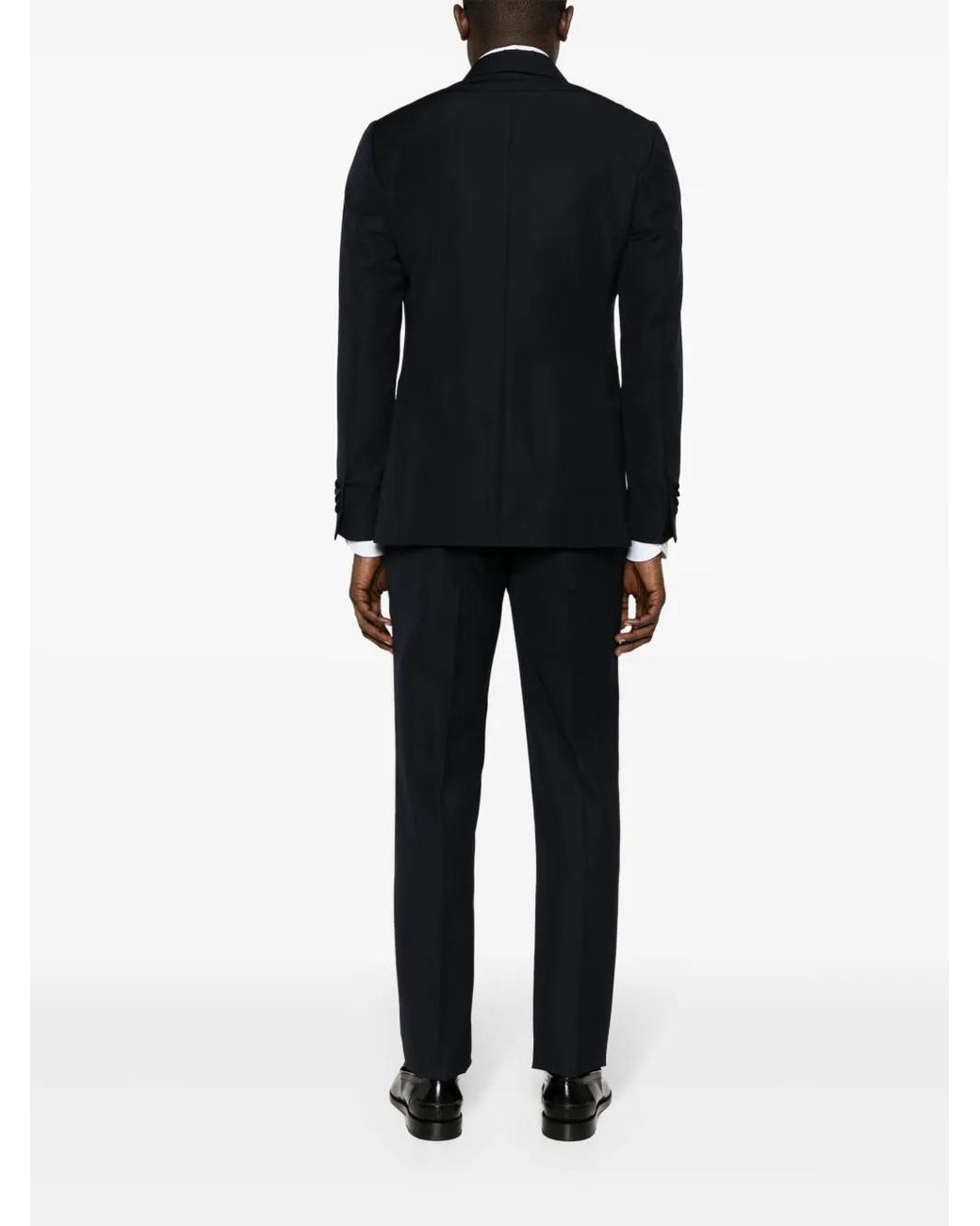 Lardini Black Double-Breasted Wool-Blend Suit for men