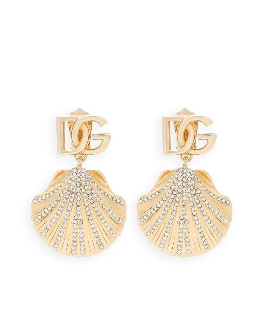 Dolce & Gabbana Metallic Dg Shell Drop Clip-On Earrings